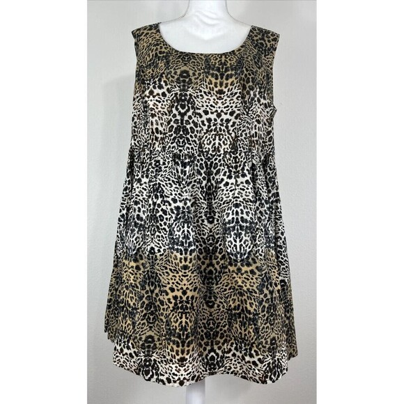 Jessica Simpson Plus Size Leopard  Animal Print Sleeveless Dress Size 1X - Picture 1 of 12